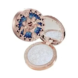 Flower Knows Little Angel Embossed Highlighter - Cool Starlight Highlighter Powder,Long-Lasting Ethereal Starry Glow,Cool Blue-Purple & White Pearl Shimmer,Galaxy-Inspired(l04 Moon River)