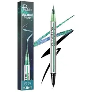 Pudaier Black And Multichrome Waterproof Liquid Eyeliner, Stay All Day Eye Liner Pen With Precise Tips For Women, Smudge-Proof & Transfer-Resistant, Vegan & Cruelty-Free