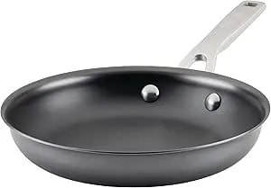 Kitchenaid Nitro Carbon Steel Frying Pan/Skillet, Stainless Steel Handle, Compatible With All Cooktops, 8.5 Inch Open Fry Pan - Black
