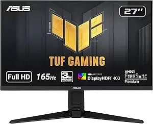 ASUS TUF Gaming VG279QL1A 27” HDR Gaming Monitor, 1080P Full HD, 165Hz (Supports 144Hz), IPS, 1ms, Freesync Premium, Displayhdr 400, Extreme Low Motion Blur, Eye Care, HDMI Displayport