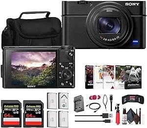 Sony Cyber-Shot rx100 Vii Digital Camera (Dsc-rx100m7) – 20.1mp 1-Inch Stacked Cmos Sensor - Zeiss 24–200mm Zoom Lens + 2 X 64gb Card + Case + 3 X Np-bx1 Battery + More