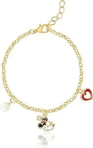 Disney Women’S Charm Bracelets – Mickey Mouse And Minnie Mouse Flash-Plated Bracelets, 6.5" + 1"