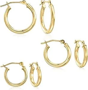 Ross-Simons 14kt Yellow Gold Jewelry Set: 3 Pairs Of Hoop Earrings