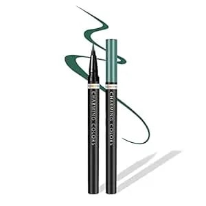 Music Flower Eyeliner Pen,Colored Matte Liquid Eyeliner Waterproof Smudge Resistant With Precise Tip (Green)