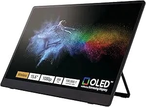 Ricoh 150bw Portable 15.6" Vivid Oled 350nit Lightweight Display Monitor And Touchscreen W/Dual Speakers, Wireless With Multicasting, Battery Powered - For Laptop, Desktop, Mac, Pc