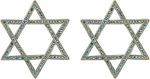 Hallmark Blue Stone Star Of David Hoop Earrings