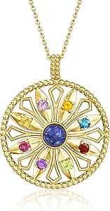 Ross-Simons Lapis And .60 Ct. T.W. Multi-Gemstone Flower Pendant Necklace In 18kt Gold Over Sterling. 18 Inches