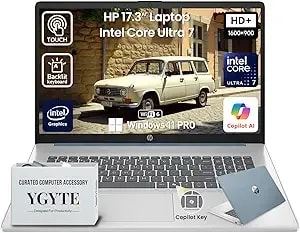 Hp 2026 17 Inch Laptop Touchscreen Computer, 17.3 Hd+ Ips Touch Screen Business Laptop Ai Pc, 15th Gen Intel Core Ultra 7(12-Core), 16gb ddr5 Ram 1tb Ssd - Windows 11 Pro, 10-Key Backlit Keyboard - wifi6