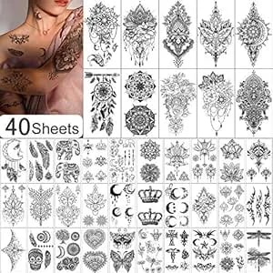 Yazhiji 40 Sheetstemporary Tattoo For Women And Girls Sexy Tat Included 10 Sheets Extra Larger And 30 Sheets Tiny Fake Tattoo Stickers For Kids