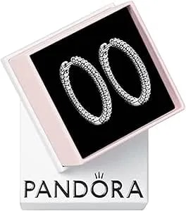 Pandora Timeless Pavé Single - Row Hoop Earrings - Gift For Her - Sterling Silver Hoop Earrings With Clear Cubic Zirconia - Jewelry For Women - With Gift Box