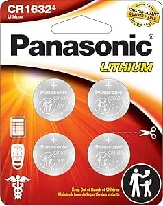 Panasonic CR1632 3.0 Volt Long Lasting Lithium Coin Cell Batteries In Child Resistant, Standards Based Packaging, 4-Battery Pack