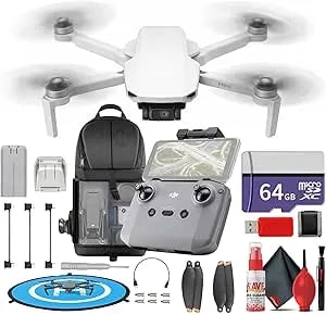 Dji Mini 4k Lightweight Uhd Drone, Under 249g - 12mp Camera, 3-Axis Gimbal, 10 Km Video Transmission, 31-Min Flight Time - For Beginners & Travel Photography + 64gb Card + Backpack + Landing Pad +More