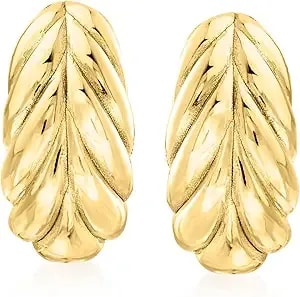 Ross-Simons Italian 18kt Gold Over Sterling Leaf Earrings