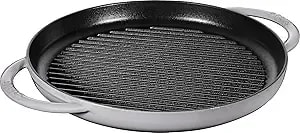 Staub 40511-782 Pure Grill, Round, Gray, 11.8 Inches (30 Cm), Grill Pan, Two Hands, Casting, Enamel, Induction Compatible