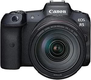 Canon Eos r5 Mirrorless Camera rf24-105mm f4 L Is Usm Lens Kit, Full-Frame Hybrid Camera, 8k Video, 45 Megapixel Cmos Sensor, Digic X Image Processor, Up To 12 Fps, Rf Mount, Black