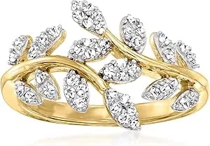 Ross-Simons 0.33 Ct. T.W. Diamond Vine Ring In 18kt Gold Over Sterling