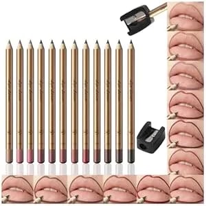 Young Vision 12 Colors Matte Lip Liner Set With 1 Sharpener, Creamy Matte Highly Pigmented Long Lasting Lipstick For Women, Smudge-Proof Waterproof Wooden Lip Pencil For Shaping & Filling Lips