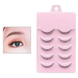 5pair Black False Eyelashes 8mm Short Fake Mink Lashes Enlarge Eyes Natural Perfect Fitting Artificial Fiber Extensions Eye Lashes Fake Lashes, Women'S Make Up Tools