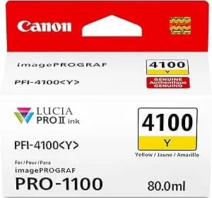 Canon Pfi-4100 Genuine Yellow Ink Tank, Compatible With Imageprograf Pro-1100 Printers