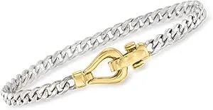 Ross-Simons Sterling Silver Curb-Link Bracelet With 18kt Gold Over Sterling