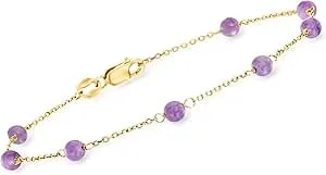 Ross-Simons Italian 2.90 Ct. T.W. Amethyst Bead Station Bracelet In 18kt Yellow Gold