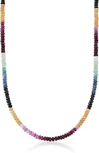 Ross-Simons 50.00 Ct. T.W. Multicolored Sapphire Bead Necklace In Sterling Silver