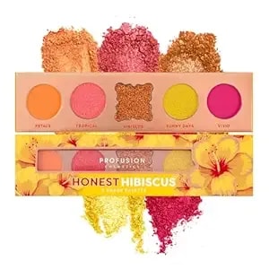 Profusion Cosmetics 5-Shade Mini Eyeshadow Palette - Highly Pigmented With Matte & Shimmer Finishes, Blendable Travel-Friendly Kit, Vegan & Cruelty-Free Makeup (Honest Hibiscus)