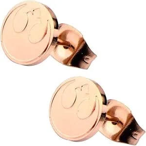 Official Stainless Steel Rose Gold Rebel Alliance Logo Stud Earrings