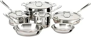 All-Clad Copper Core 5-Ply Stainless Steel Cookware Set 10 Piece Induction Oven Broiler Safe 600f Pots And Pans Silver
