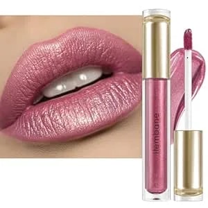 Metallic Mauve Pink Liquid Lipstick – High Pigment Long-Lasting Waterproof Metallic Lip Color, Smudge-Proof, Non-Sticky, Comfortable Wear For Party & Daily Makeup (Pure Joy)