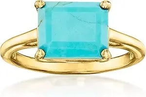 Ross-Simons Turquoise East-West Ring In 18kt Gold Over Sterling