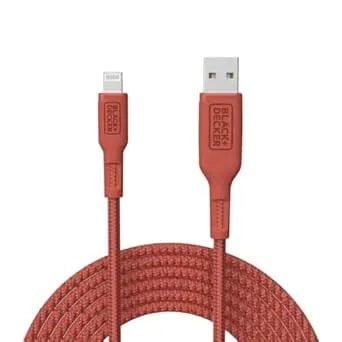Black+Decker Lightning To Usb Cable - Fast Compatible Iphone Lightning Cable - Durable Braided Iphone Charger Cord - For Travel And Daily Use - Multiple Color + Length Options - 3ft