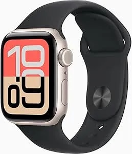 Apple Watch SE 3 [GPS + Cellular, 40mm] Starlight Aluminum Case With Black Sport Band, S/M (Renewed)