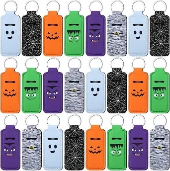Kenning 24 Pcs Pink Halloween Party Favor Lip Balm Holder Keychain - Bulk Spooky Ghost Jack O' Lantern Pumpkin Lip Balm Gifts Halloween Party Supplies Goodie Bags Stuffers For Women