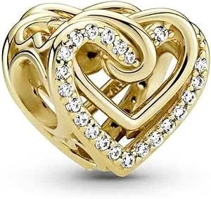 Pandora Sparkling Entwined Hearts Charm - Compatible With Pandora Moments - Stunning Women'S Jewelry - Made With Pandora Shine & Cubic Zirconia