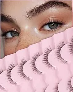 Eyelashes Natural Lashes Cat Eye 12mm Fake Eyelashes Wispy C Curl Lash Strips False Lashes Pack With 0.1mm Clear Band 3d Volume False Eyelash Chirpyluna 7 Pair