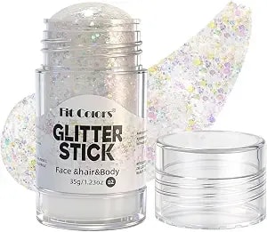Body Glitter Stick,1.23oz Face Hair Glitter Sparkly Sequins Mermaid Body Paint Stick Eye Shimmer For Festivals,Halloween,Singer Concerts,Rave Parties,Cheer Makeup(White/Purple)