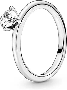 Pandora Clear Heart Solitaire Ring - Promise Ring For Women - Sterling Silver With Clear Cubic Zirconia - Size 7 - No Gift Box