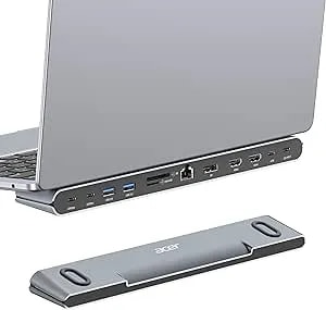 Acer Docking Station 3 Monitors, 11-In-1 Laptop Docking Station Stand With DP 8K + Dual HDMI 4K@60Hz, Ethernet, 10Gbps Data, 100W PD, SD/TF, USB C Dock With Detachable Cable For Acer/Dell/Mac/HP