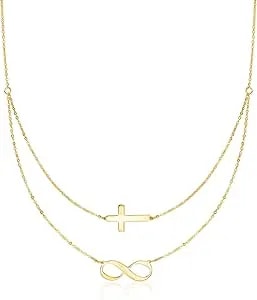 Ross-Simons Italian 14kt Yellow Gold Infinity And Cross Symbol Layered Necklace