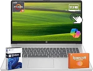 Hp 17 Inch Laptop Computer 2026, 16gb Ram, 512gb Ssd, Amd Ryzen 5 7430u(Max 4.3ghz), Windows 11 Pro, Copilot Ai, 17.3" Fhd Display, Wi-Fi 6, Bluetooth 5.4, Hd Cam, Accessories