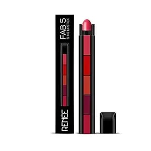 Renee Fab 5 5-In-1 Lipstick 7.5gm - Five Shades In One - Long Lasting, Matte Finish - Non Drying Formula With Intense Color Payoff - Compact & Easy To Use