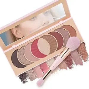 Color Nymph Naked Eyeshadow & Blush Palette Set丨Highly Pigmented Blush Highlighter Bronzer Makeup Palettes丨Travel Friendly Shimmer Powder Face Pallet
