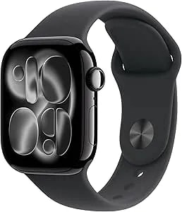 Apple Watch Series 11 [Gps 42mm] Smartwatch With Jet Black Aluminum Case With Sport Band - S/M. Sleep Score, Fitness Tracker, Health Monitoring, Always-On Display, Water Resistant (Renewed)