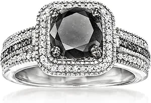 Ross-Simons 2.00 Ct. T.W. Black And White Diamond Ring In Sterling Silver
