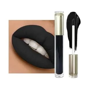 Matte Superstay Dark Black Liquid Lipstick, Pure Black, High Impact Color, Up To 16h Wear, Transfer-Proof Smudge Proof & Waterproof For Goth, Cosplay, Halloween, 0.17 Fl Oz (Mystical Moment)