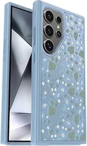 Otterbox Samsung Galaxy s24 Ultra (Only) - Symmetry Series Clear Case - Dawn Floral (Blue) - Ultra-Sleek - Wireless Charging Compatible - Raised Edges Protect Camera & Screen - Non-Retail Packaging