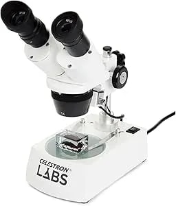 Celestron Labs Stereo Microscope – 10-60x Magnification – Upper And Lower Led Illumination – Includes 2 Viewing Plates And 4 Specimen Blocks