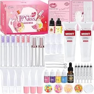 Jcoos Diy Lip Gloss Making Kit, Diy Lip Glosses Set To Make Your Own Lip Stick, Fun Craft Makeup Lipglosses, All-Inclusive Moisturizing Handmade Lip Glaze Supplies Set For Beginner Women Girls