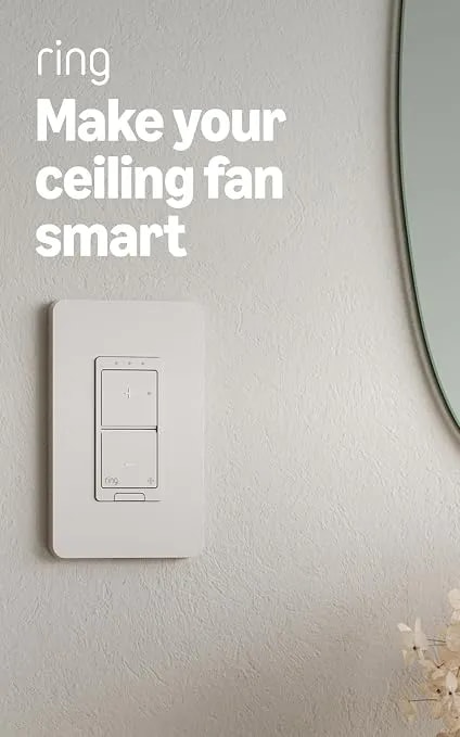 Ring Sensors: Smart Fan Control – Multi-Speed Fan Control, Set Routines, Control From App, On Amazon Sidewalk, No Base Station Needed